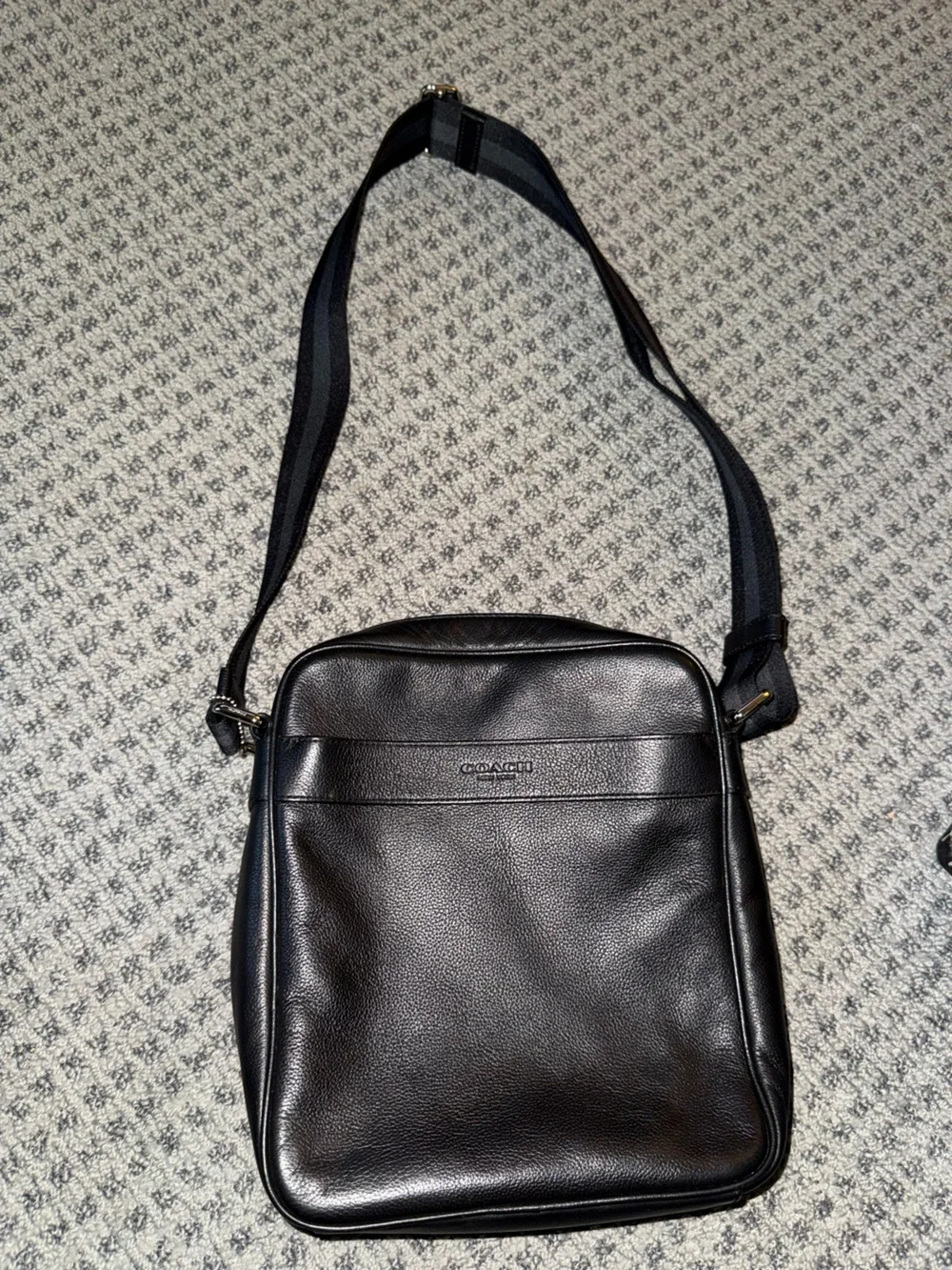 COACH Charles Flight Bag Smooth Leather Messenger Bag F54782 Black Travel bag